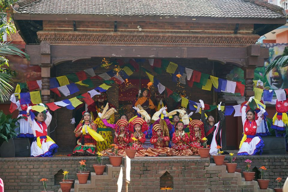 Children at the Mother Teresa School performed a traditional dance for their royal visitor (Yui Mok/PA)