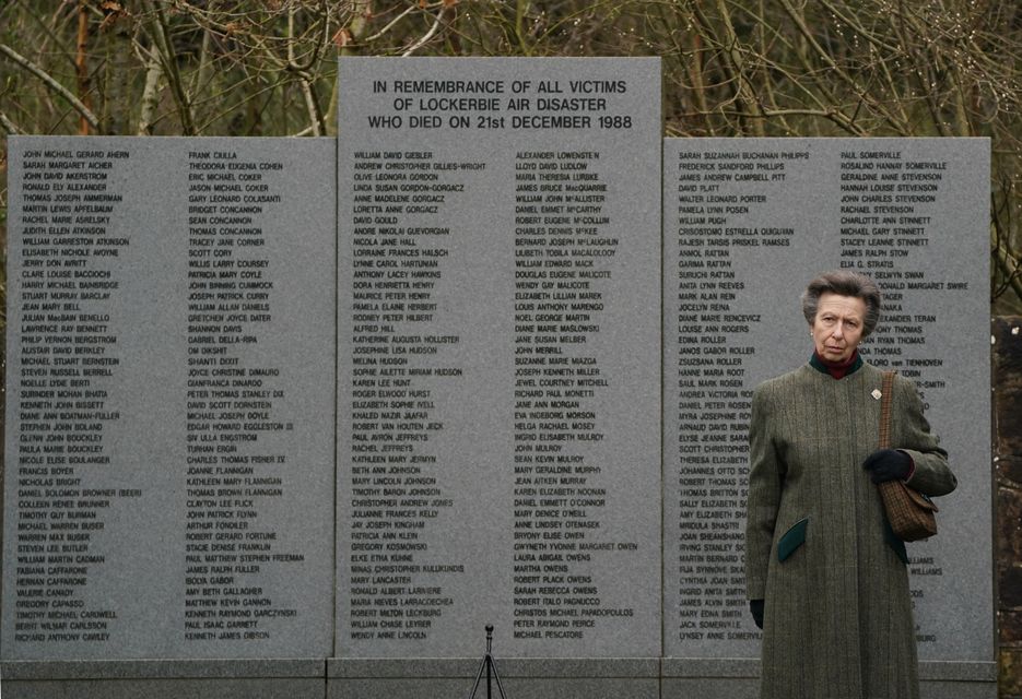 The Princess Royal laid a wreath at the Lockerbie Air Disaster Memorial (Andrew Milligan/PA)