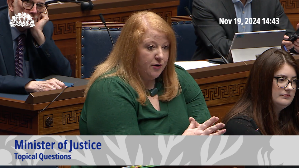 Justice Minister Naomi Long answering questions in the Assembly (NI Assembly/PA)