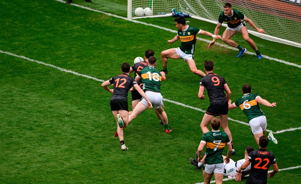 Armagh's Barry McCambridge scores his side's goal in the All-Ireland Semi-Final win over Kerry