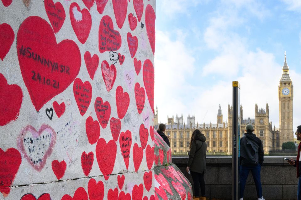 The Covid Memorial Wall in London (Matt Crossick/PA)