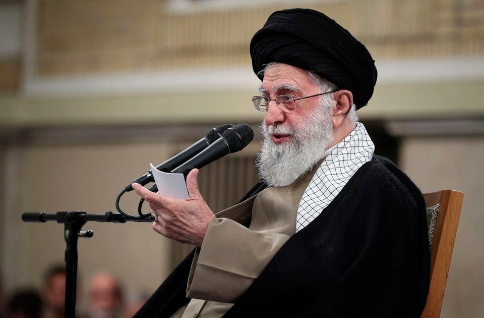 Ayatollah Ali Khameini has said he will not negotiate with a ‘bullying state’ (Office of the Iranian Supreme Leader via AP)