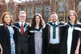 thumbnail: The newest graduates from Queens Universitys School of Planning, Architecture and Civil Engineering and the School of Politics, International Studies and Philosophy include (L-R) Victoria Watts, Joe Swindon, Carys Barry, John Kelly and Aoife Kelly.
Photo/Paul McErlane