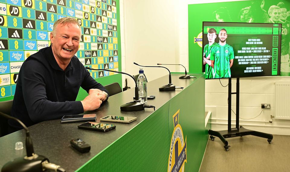 Michael O'Neill at the squad announcement ahead of Northern Ireland's Nations League double-header