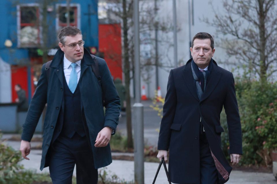 Paul Greaney KC (right) and Nicholas de la Poer KC (left) appeared at the Strule Arts Centre in Omagh, Co Tyrone, for the first substantive hearing in the Omagh Bombing Inquiry (Liam McBurney/PA)