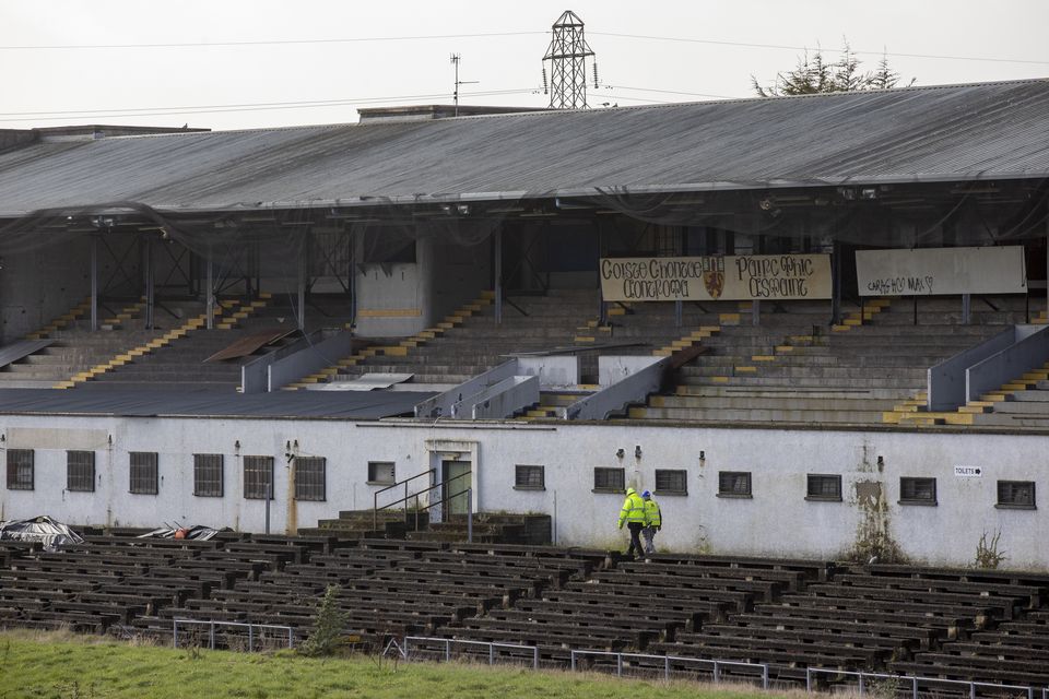 Workmen at Casement Park GAA stadium in Belfast (PA)