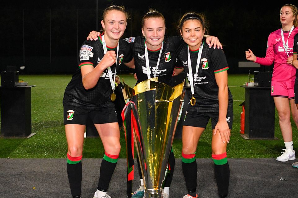 Glentoran's Kerry Beattie, Emily Wilson and Joely Andrews have their sights set on more glory