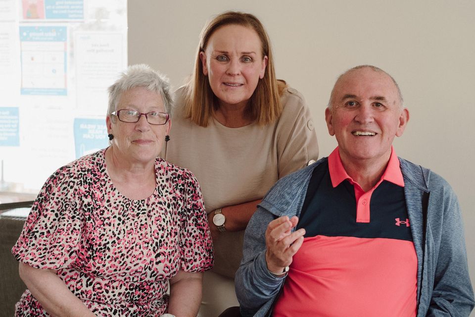 Ronnie Smyth and his wife Liz are joined by scheme manager at Cairnshill Court, Frances Andrews from Radius Housing.