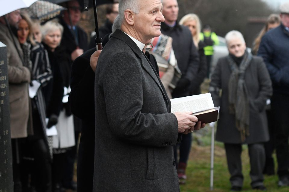 PACEMAKER BELFAST  15/01/2017
 Rev Willie McCrea during A memorial service is held for the  25th Anniversary of the Teebane bombing outside Cooktown in Co Tyrone on Sunday.  Eight Protestant workmen died in January 1992 when the IRA blew up their minibus at Teebane crossroads, on the road between Omagh and Cookstown.
Another six were injured.
Photo Colm Lenaghan/Pacemaker Press