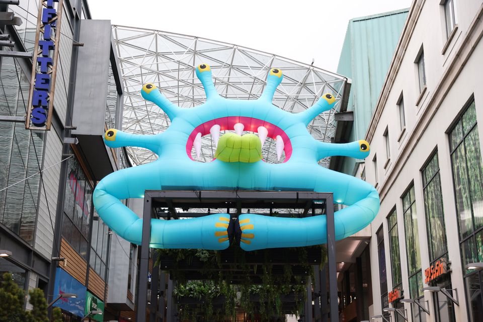 A giant inflatable monster at Victoria Square on Monday Oct 28, 2024.  Belfast One as brought the giant monsters for Halloween in various locations across the centre of Belfast.  Picture by Peter Morrison