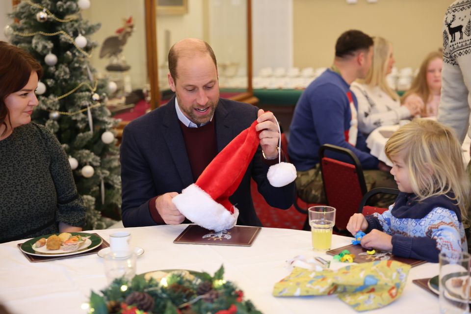 William with a santa hat at Picton Barracks in Bulford, Wiltshire (Richard Pohle/The Times/PA)