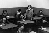 thumbnail: Weaving and winding training school at Ewart's factory. Pupils at work in the classroom. 29/1/1948