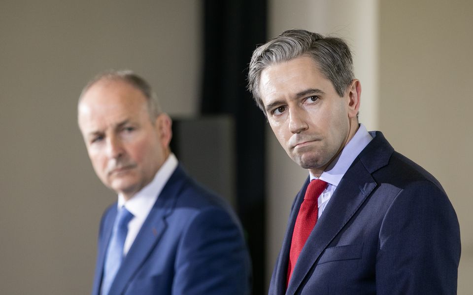 Tanaiste and Fianna Fail leader Micheal Martin and Taoiseach and Fine Gael leader Simon Harris (Gareth Chaney/PA)