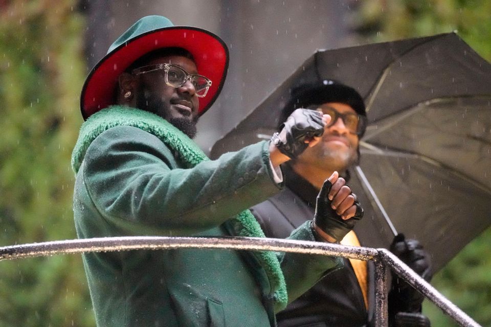 T-Pain rides on a float during the parade (Charles Sykes/Invision/AP)