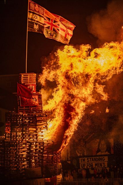 A bonfire is lit in the Bogside area of Derry on August 15th 2024 (Photo by Kevin Scott)