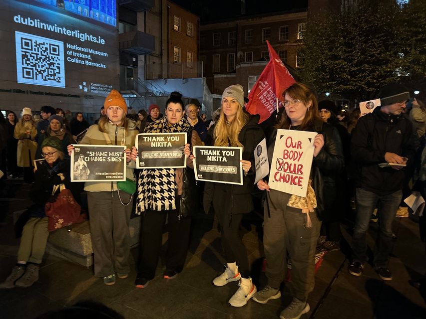 Women take part in a solidarity demonstration in Dublin (Cillian Sherlock/PA)