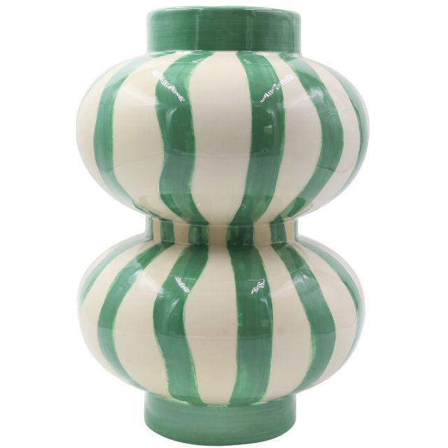 White & Green Stripe Bubble Vase £72, Rose & Grey