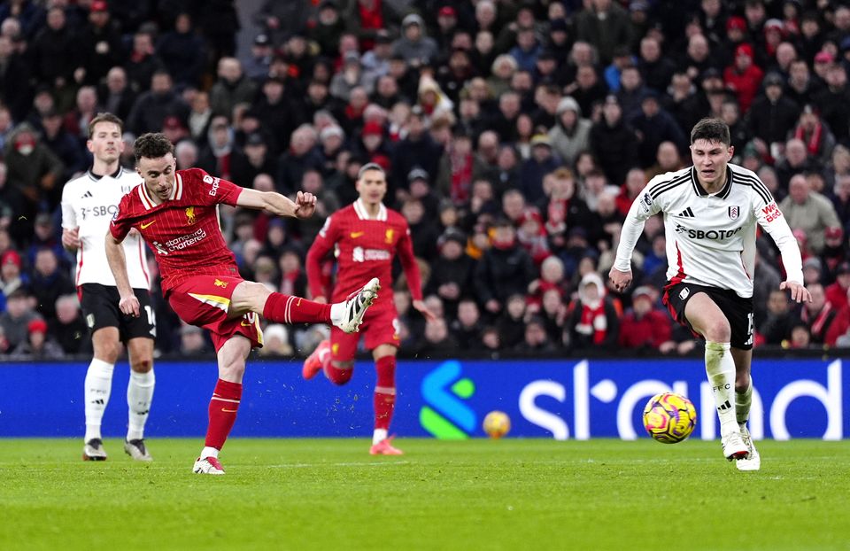 Diogo Jota earned a point for 10-man Liverpool at home to Fulham (Peter Byrne/PA)