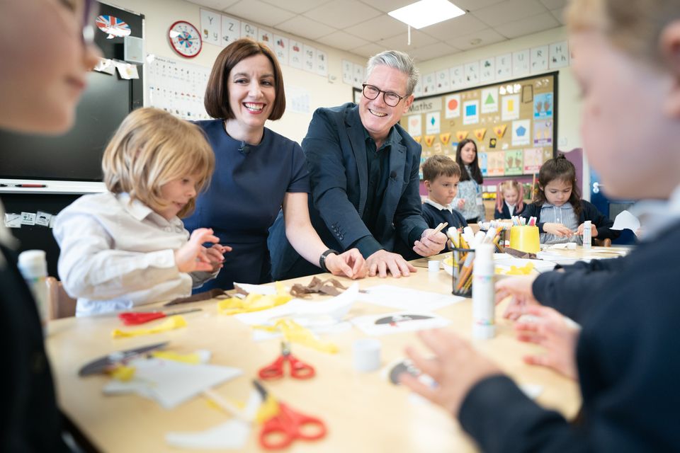 Bridget Phillipson with Sir Keir Starmer during a school visit (PA)