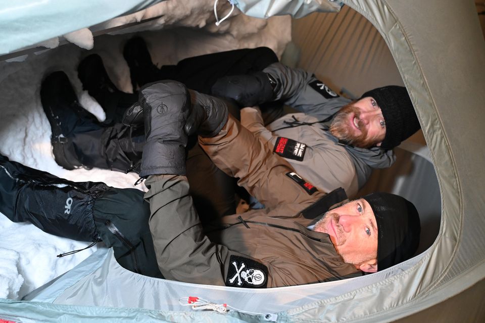 Aldo Kane and Jason Fox during their training week in northern Sweden (SSAFA/PA)