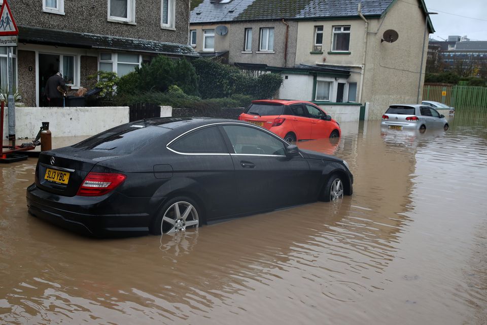 Flooding at Moat Park in Dundonald, Belfast. Photograph by Declan Roughan / Press Eye