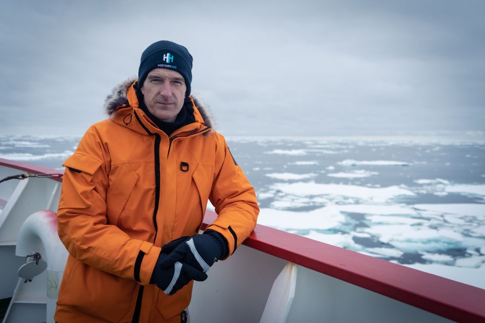 Dan Snow on board a South African polar research vessel on an expedition to find the wreck of Sir Ernest Shackleton’s ship Endurance (Nick Birtwistle/Falklands Maritime Heritage Trust/PA)