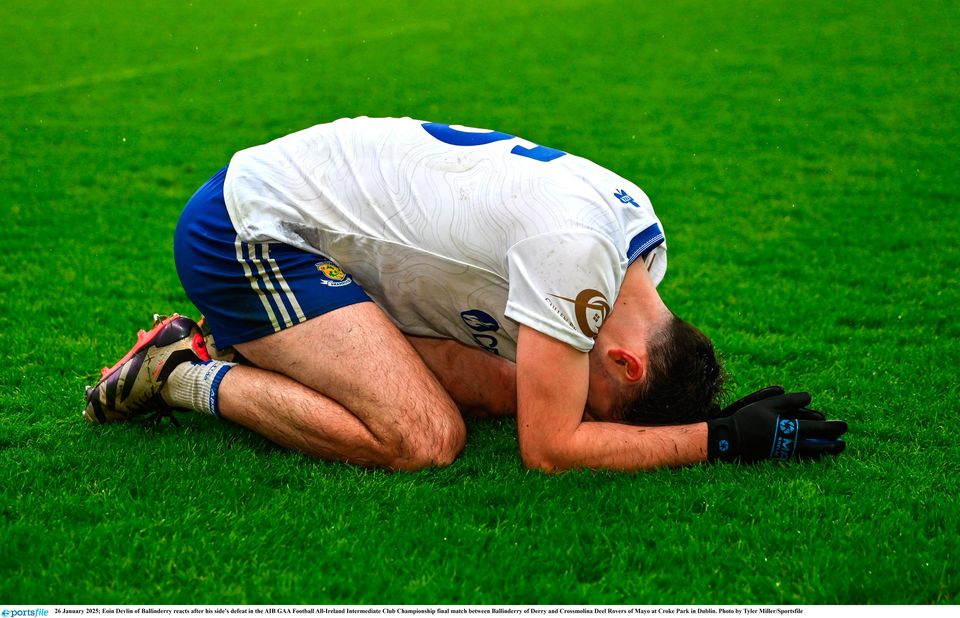 Ballinderry's Eoin Devlin is left gutted at the final whistle