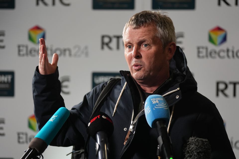 Richard Boyd Barrett of People Before Profit-Solidarity arrives for the General Election leaders’ debate at RTE studios in Montrose, Dublin.