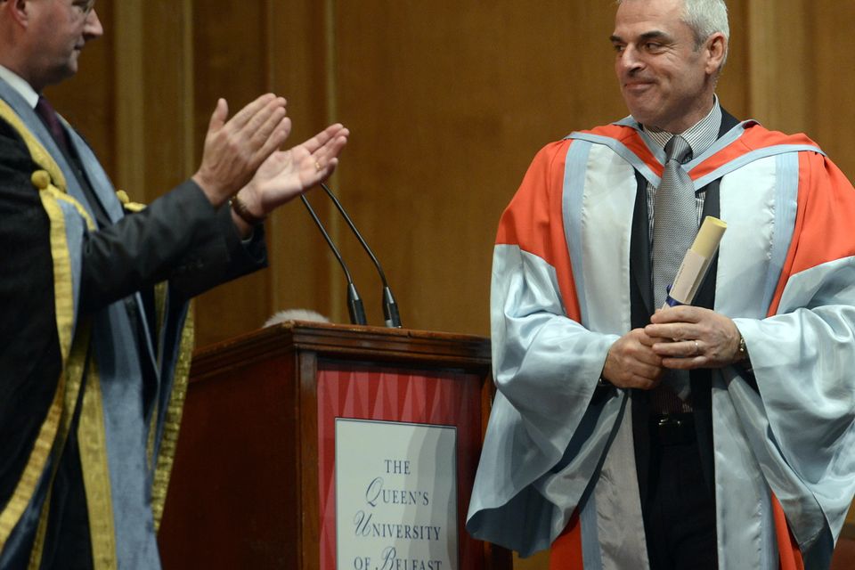 Pacemaker Press 10/12/2015
One of the greatest Ryder Cup Captains Paul McGinley is honoured at Queen's University on Thursday in Belfast. Paul McGinley was presented with the degree of the Doctor of the University in recognition of his distinction in Sport
Pic Colm Lenaghan/Pacemaker