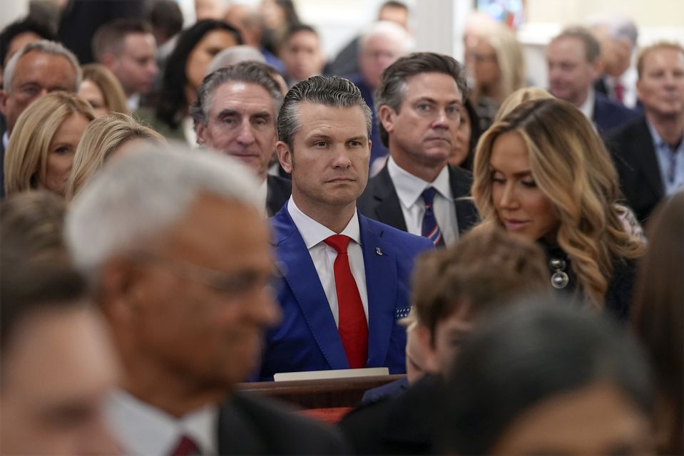 Defence secretary nominee Pete Hegseth arrives at St John’s Church (Evan Vucci/AP)