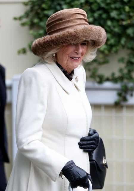 Queen Camilla (centre) attends the Betfair Ascot Chase Raceday at Ascot Racecourse, Berkshire (Steve Paston/PA)