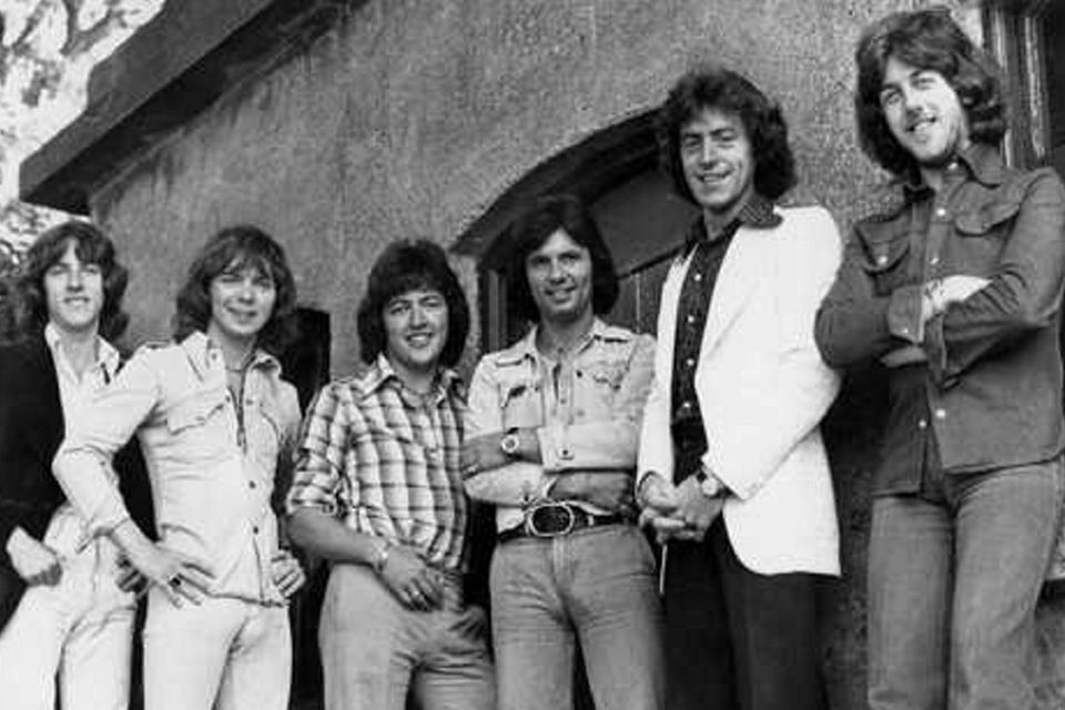 Fourth from left, Des Lee, with The Miami Showband line-up in early 1975. The men who died were Tony Geraghty, Fran O’Toole and Brian McCoy. Ray Millar (third from left) and Stephen Travers (far right) also survived