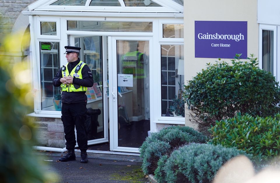 Police at Gainsborough Care Home in Swanage where three people died in October (Andrew Matthews/PA)