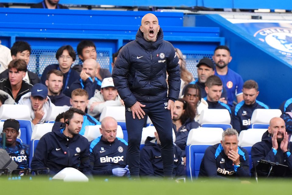 Chelsea manager Enzo Maresca shouts instructions to his players (Bradley Collyer/PA)