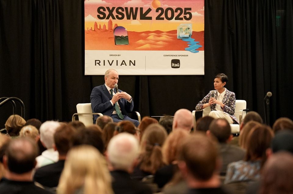 Taoiseach Micheal Martin speaking at the SXSW Festival in Austin, Texas (Niall Carson/PA)