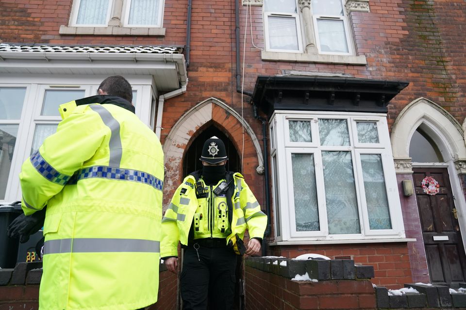 Police in Clarence Road, Handsworth, in December 2022 (Jacob King/PA)