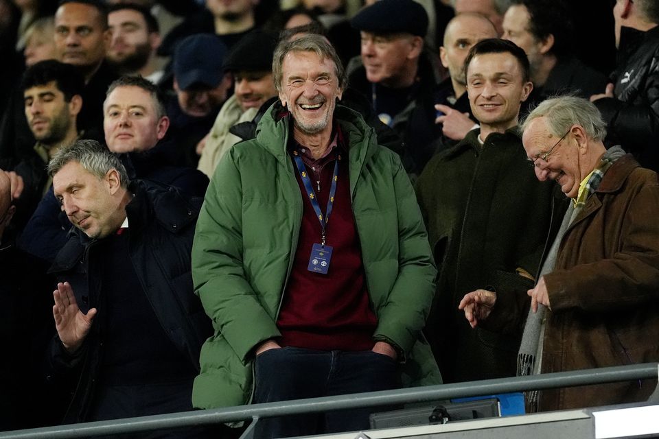 Sir Jim Ratcliffe (centre) has become minority shareholder at Manchester United since Cristiano Ronaldo’s departure from the club two years ago (Martin Rickett/PA)