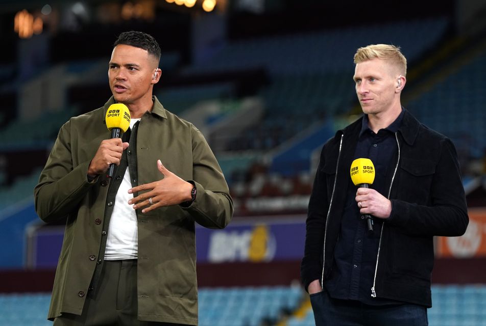 Jermaine Jenas and BBC Sport presenter Ben Mee (Nick Potts/PA)