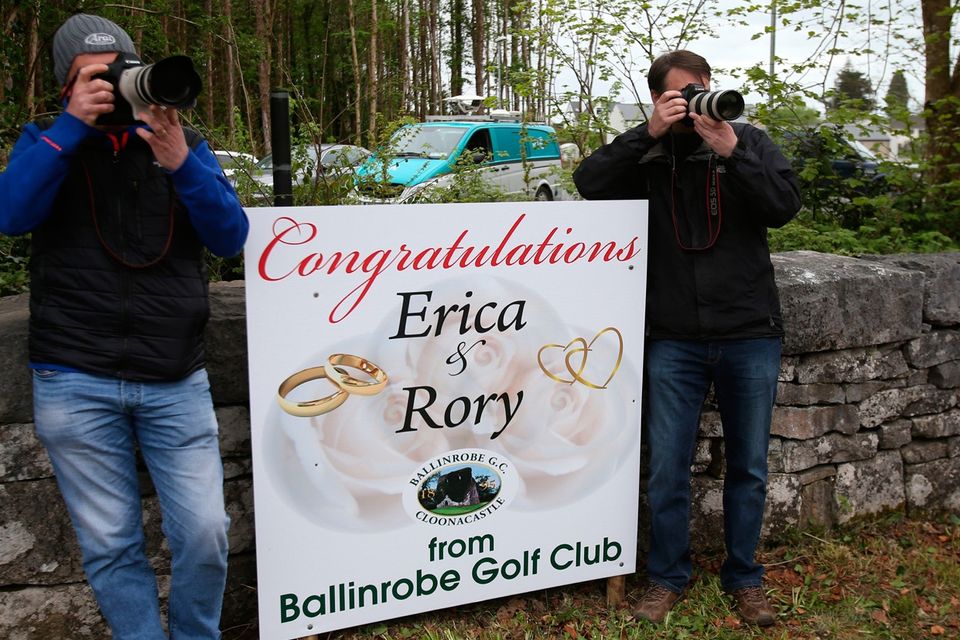 Photographers outside Ashford Castle in Co Mayo, where golf star Rory McIlroy married Erica Stoll.  Pic Niall Carson/PA Wire