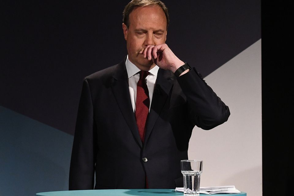 Nigel Dodds (Deputy Leader of DUP) during  A television debate from the five main parties which was recorded at UTV in Belfast. Photo: Pacemaker