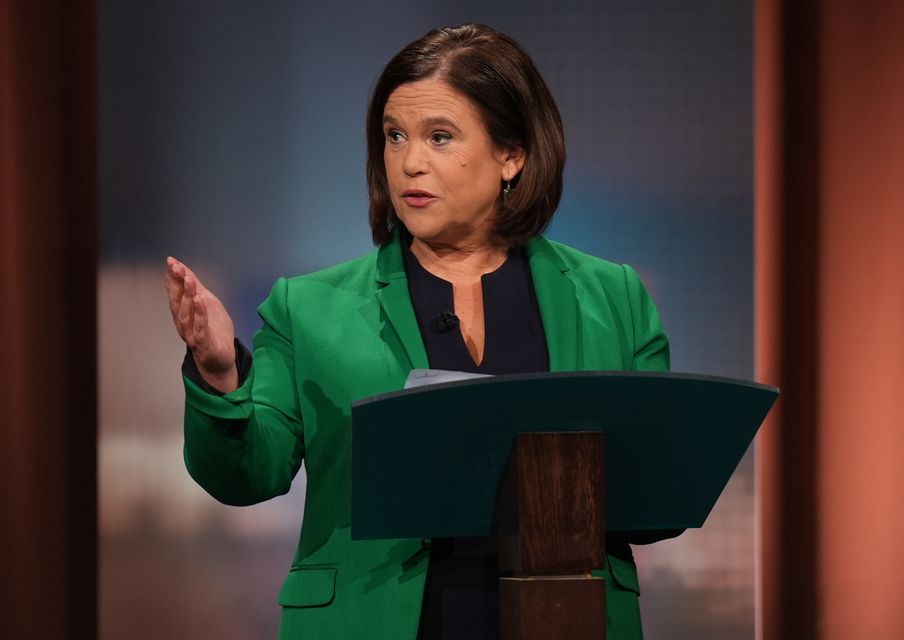 Leader of Sinn Fein, Mary Lou McDonald during the General Election leaders’ debate at RTE studios.