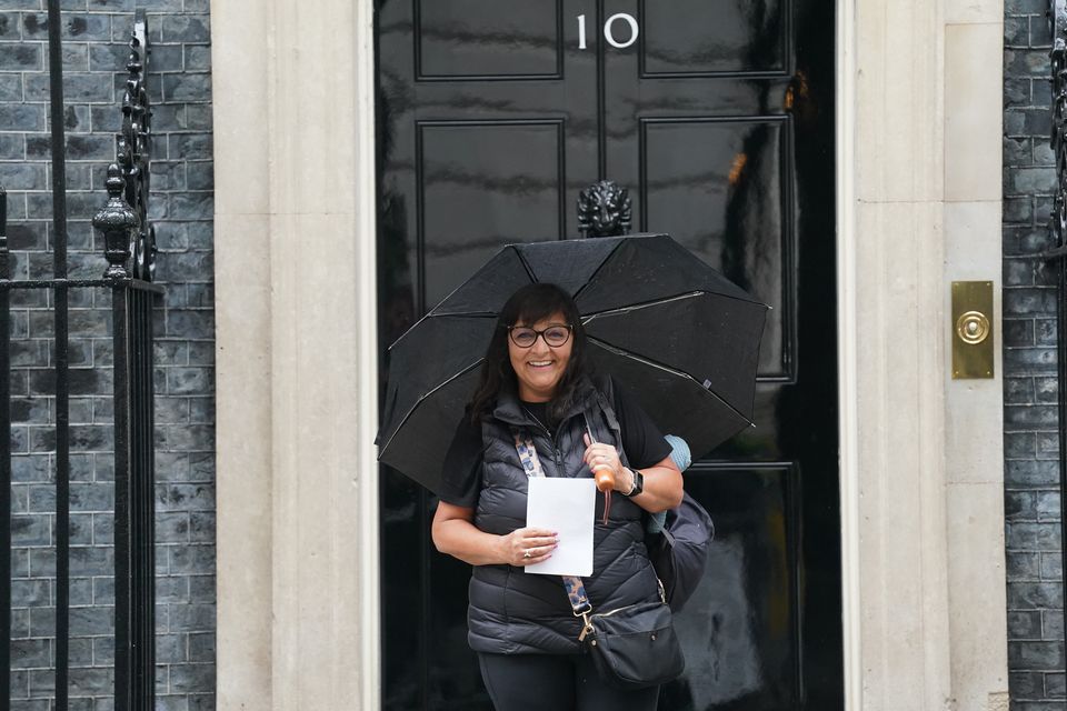 Figen Murray, mother of Manchester Arena bombing victim Martyn Hett, in Downing Street, London (Stefan Rousseau/PA)