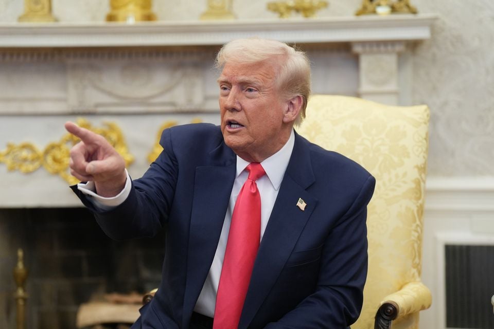 US President Donald Trump during a bilateral meeting (Niall Carson/PA)