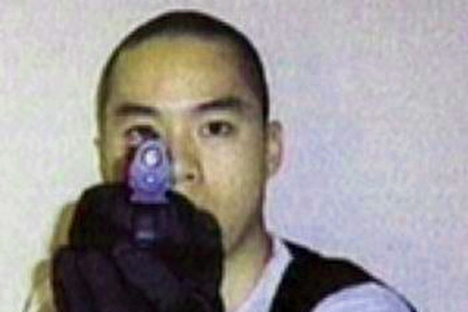 Cho Seung-Hui in one of the images he sent to American broadcaster, NBC