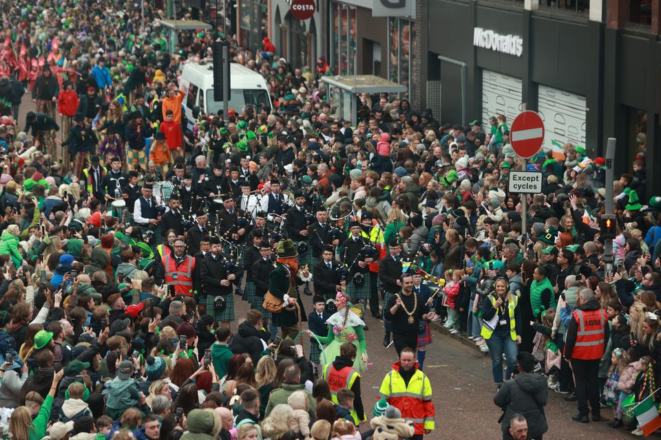 Performers take part in the St Patrick’s Day Parade in Belfast (Liam McBurney/PA)