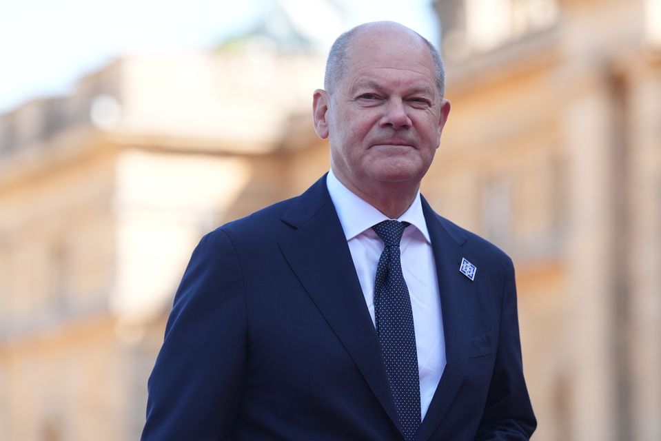 Chancellor of Germany Olaf Scholz was among the leaders at Blenheim Palace (Jacob King/PA)