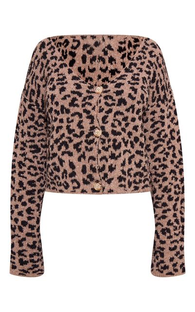 Petite Brown Leopard Print Knitted Cropped Cardigan
£26, Prettylittlething