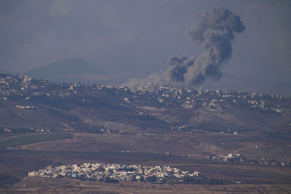 An Israeli bombardment in southern Lebanon can be seen from northern Israel (Leo Correa/AP)