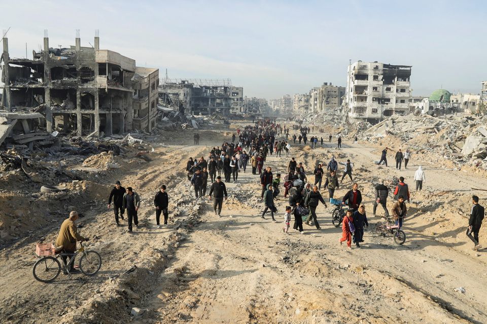 Displaced Palestinians return to their homes in the northern Gaza Strip. Photo: Reuters