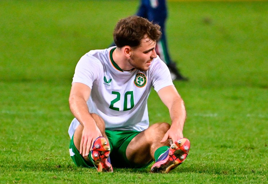 The Republic of Ireland's Connor O'Brien shows his dejection following his side's draw with Italy